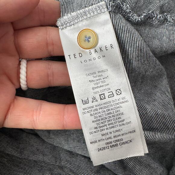 Ted Baker London Mens Polo Shirt Gray Short Sleeve Cotton Made in Turkey Med - Picture 3 of 5